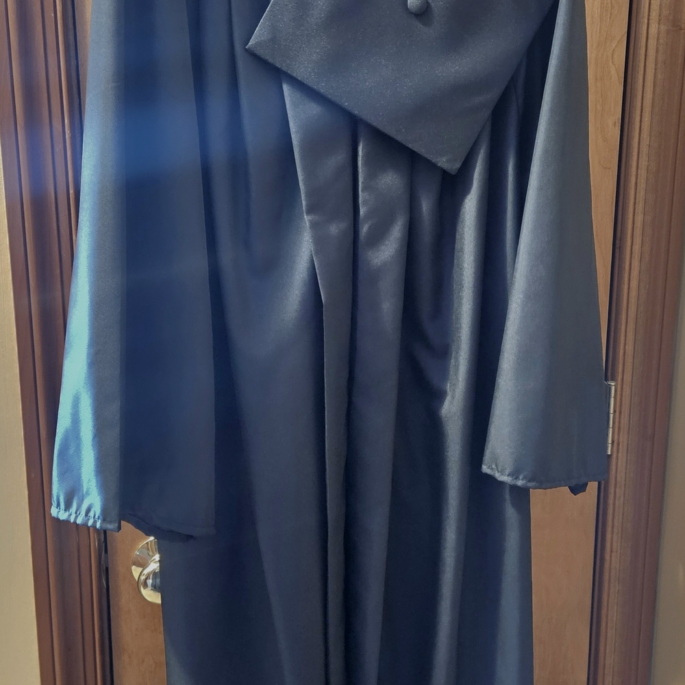 Black College Graduation Gown and Cap